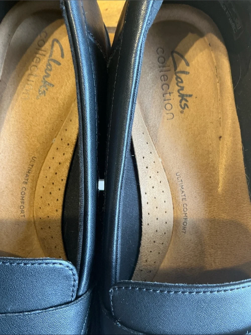 Clarks Black Leather Penny Loafers